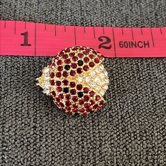 Gorgeous. Vintage Monet Red Rhinestone Ladybug Brooch - Picture 6 of 7